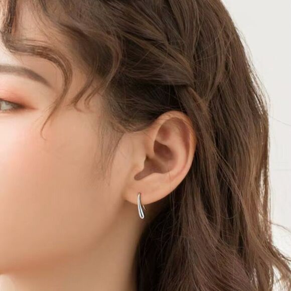 Silver Water Drop Dangle Earrings - Picture 7 of 9